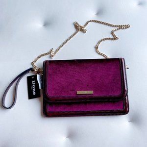 DUNE LONDON Velvet Chain Strap Wristlet/Clutch/Purse 3 in 1